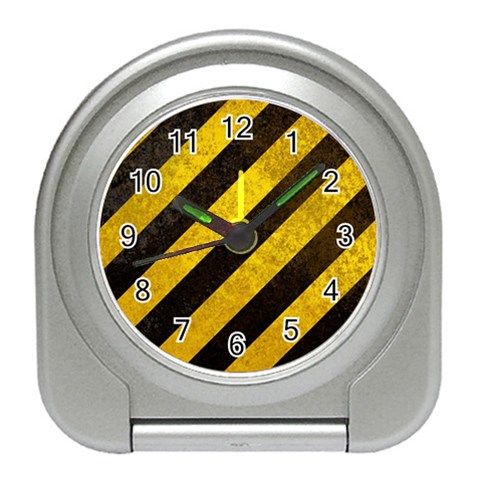 Black And Yellow Caution Travel Alarm Clock from ArtsNow.com Front