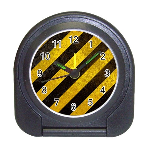 Black And Yellow Caution Travel Alarm Clock from ArtsNow.com Front