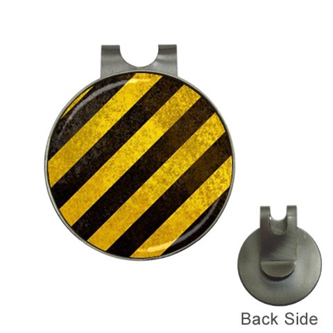 Black And Yellow Caution Golf Ball Marker Hat Clip from ArtsNow.com Front