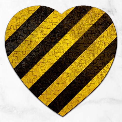 Black And Yellow Caution Jigsaw Puzzle (Heart) from ArtsNow.com Front