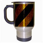 Black And Yellow Caution Travel Mug (Silver Gray)