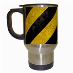 Black And Yellow Caution Travel Mug (White)