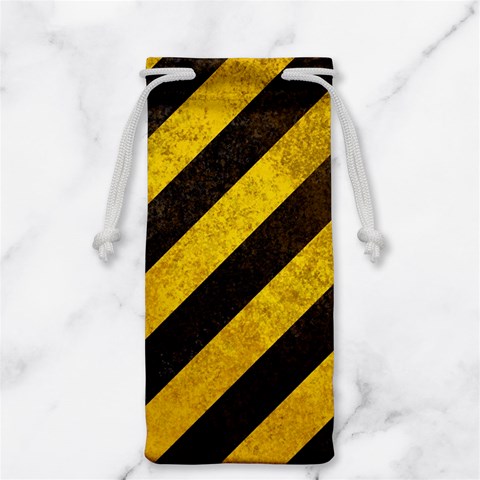 Black And Yellow Caution Jewelry Bag from ArtsNow.com Front