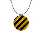 Black And Yellow Caution 1  Button Necklace