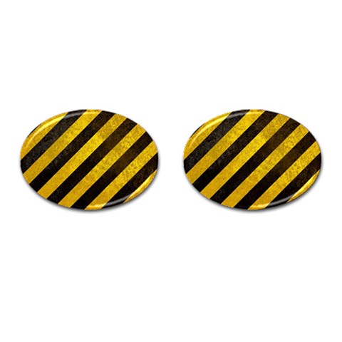 Black And Yellow Caution Cufflinks (Oval) from ArtsNow.com Front(Pair)