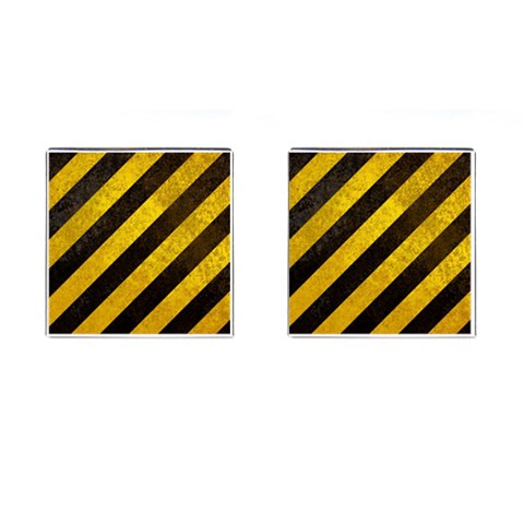 Black And Yellow Caution Cufflinks (Square) from ArtsNow.com Front(Pair)