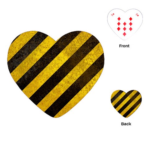 Black And Yellow Caution Playing Cards (Heart) from ArtsNow.com Front