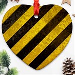 Black And Yellow Caution Heart Ornament (Two Sides)