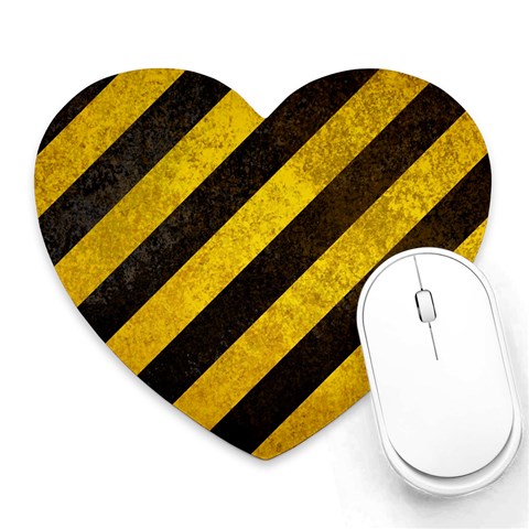 Black And Yellow Caution Heart Mousepad from ArtsNow.com Front