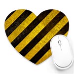 Black And Yellow Caution Heart Mousepad