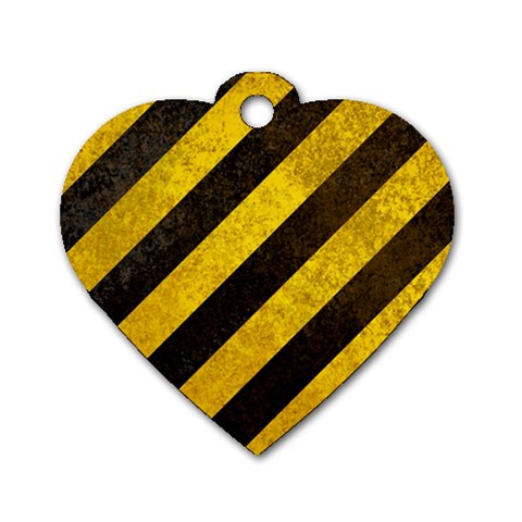 Black And Yellow Caution Dog Tag Heart (One Side) from ArtsNow.com Front