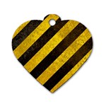 Black And Yellow Caution Dog Tag Heart (Two Sides)