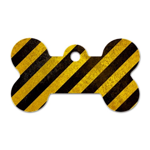 Black And Yellow Caution Dog Tag Bone (One Side) from ArtsNow.com Front