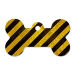 Black And Yellow Caution Dog Tag Bone (Two Sides)