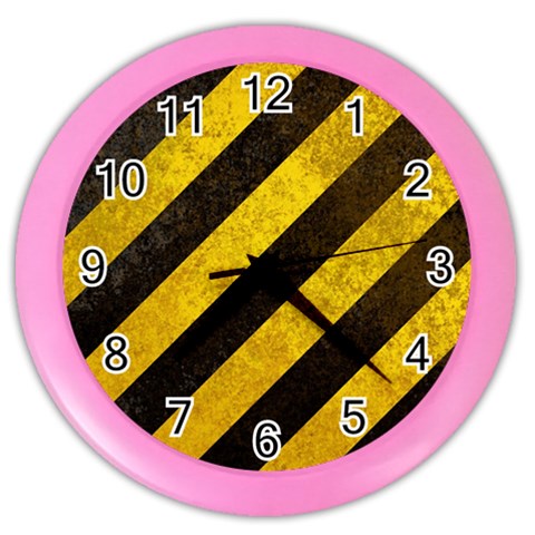 Black And Yellow Caution Color Wall Clock from ArtsNow.com Front