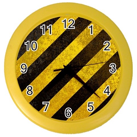 Black And Yellow Caution Color Wall Clock from ArtsNow.com Front