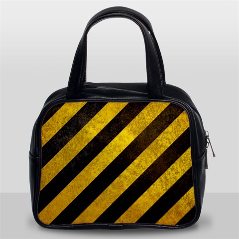 Black And Yellow Caution Classic Handbag (Two Sides) from ArtsNow.com Front