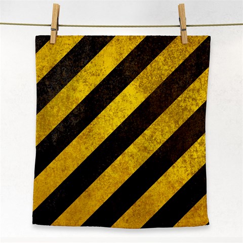 Black And Yellow Caution Face Towel from ArtsNow.com Front