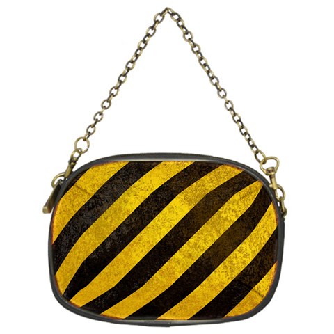 Black And Yellow Caution Chain Purse (One Side) from ArtsNow.com Front