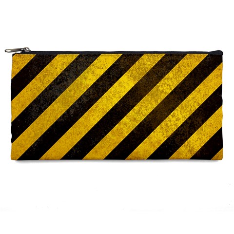 Black And Yellow Caution Pencil Case from ArtsNow.com Front