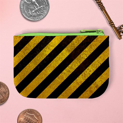 Black And Yellow Caution Mini Coin Purse from ArtsNow.com Back