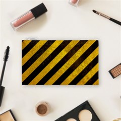 Black And Yellow Caution Cosmetic Bag (Small) from ArtsNow.com Front