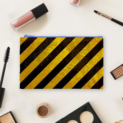 Black And Yellow Caution Cosmetic Bag (Medium) from ArtsNow.com Front