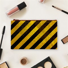 Black And Yellow Caution Cosmetic Bag (Medium) from ArtsNow.com Front