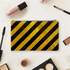 Black And Yellow Caution Cosmetic Bag (Medium) from ArtsNow.com Back