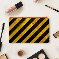 Black And Yellow Caution Cosmetic Bag (Medium) from ArtsNow.com Back