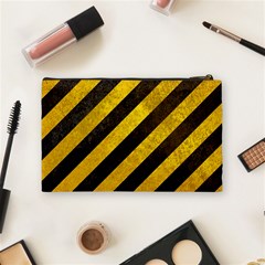 Black And Yellow Caution Cosmetic Bag (Medium) from ArtsNow.com Back