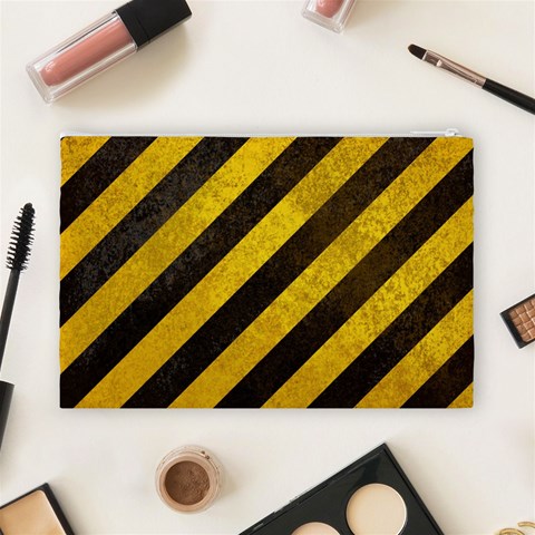 Black And Yellow Caution Cosmetic Bag (Large) from ArtsNow.com Back