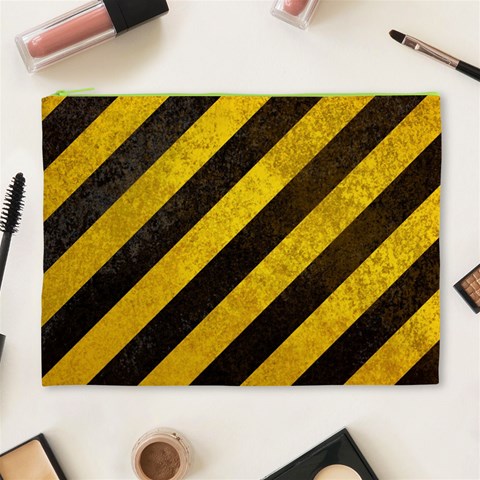 Black And Yellow Caution Cosmetic Bag (XL) from ArtsNow.com Front