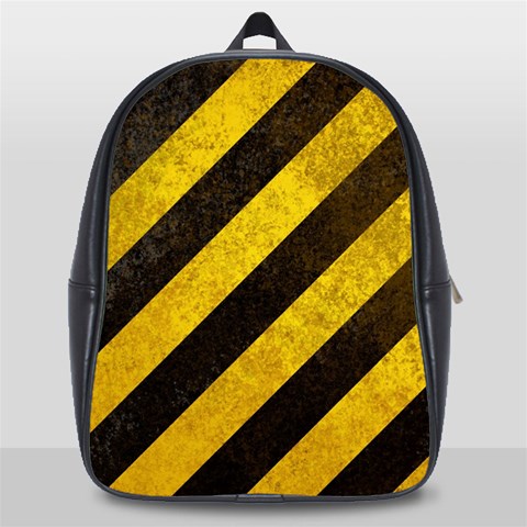 Black And Yellow Caution School Bag (Large) from ArtsNow.com Front