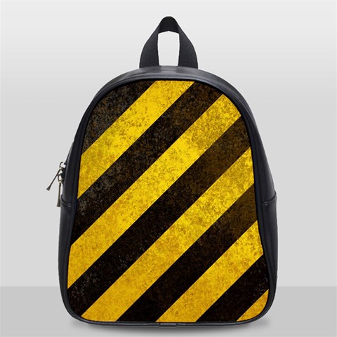 Black And Yellow Caution School Bag (Small) from ArtsNow.com Front