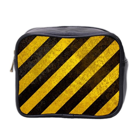 Black And Yellow Caution Mini Toiletries Bag (Two Sides) from ArtsNow.com Front