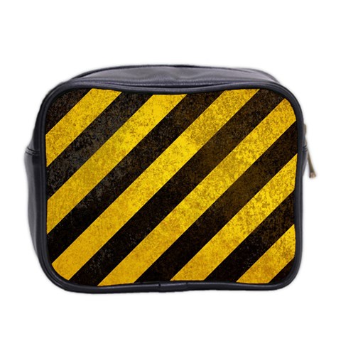 Black And Yellow Caution Mini Toiletries Bag (Two Sides) from ArtsNow.com Back