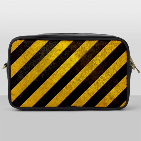 Black And Yellow Caution Toiletries Bag (One Side) from ArtsNow.com Front