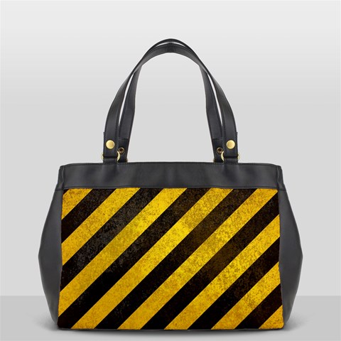 Black And Yellow Caution Oversize Office Handbag from ArtsNow.com Front