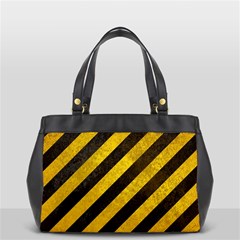 Black And Yellow Caution Oversize Office Handbag (2 Sides) from ArtsNow.com Front