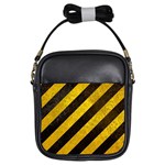 Black And Yellow Caution Girls Sling Bag