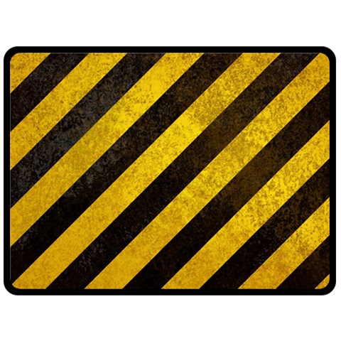 Black And Yellow Caution Fleece Blanket (Large) from ArtsNow.com 80 x60  Blanket Front