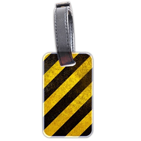 Black And Yellow Caution Luggage Tag (two sides) from ArtsNow.com Front