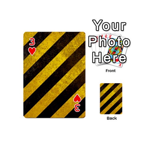 Black And Yellow Caution Playing Cards 54 (Mini) from ArtsNow.com Front - Heart3