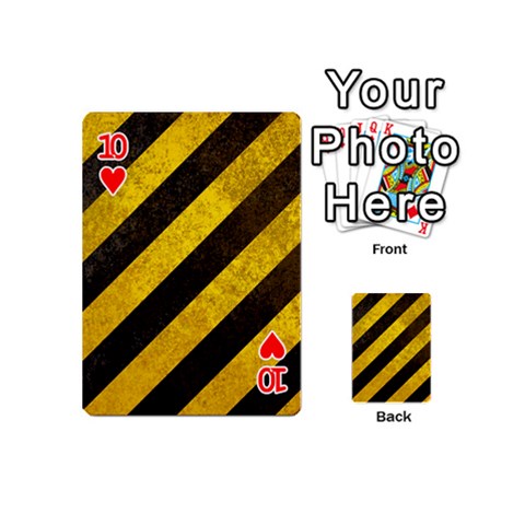 Black And Yellow Caution Playing Cards 54 (Mini) from ArtsNow.com Front - Heart10