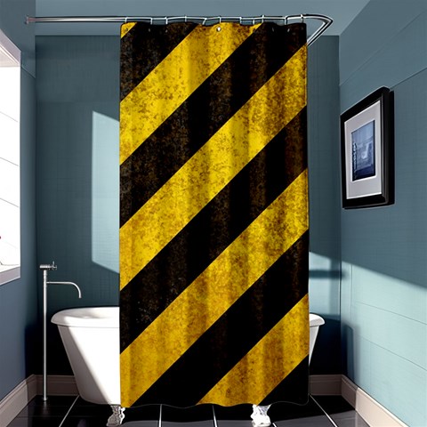 Black And Yellow Caution Shower Curtain 36  x 72  (Stall) from ArtsNow.com Curtain(36 X72 ) - 33.26 x66.24  Curtain(36 X72 )