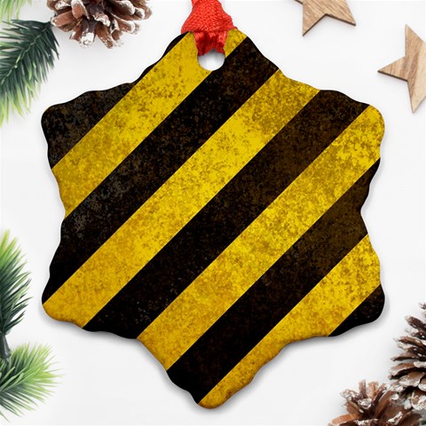 Black And Yellow Caution Ornament (Snowflake) from ArtsNow.com Front