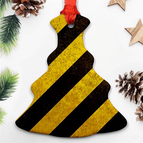 Black And Yellow Caution Ornament (Christmas Tree)  from ArtsNow.com Front