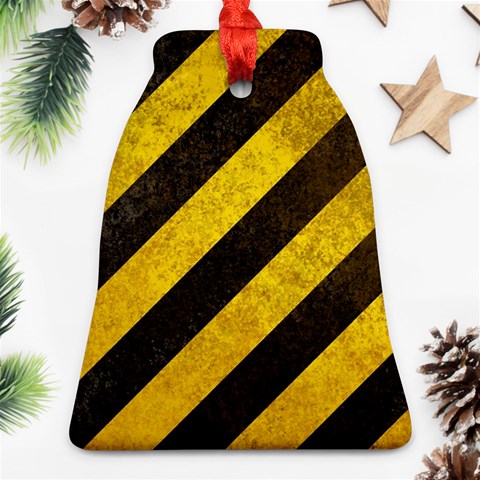 Black And Yellow Caution Ornament (Bell) from ArtsNow.com Front