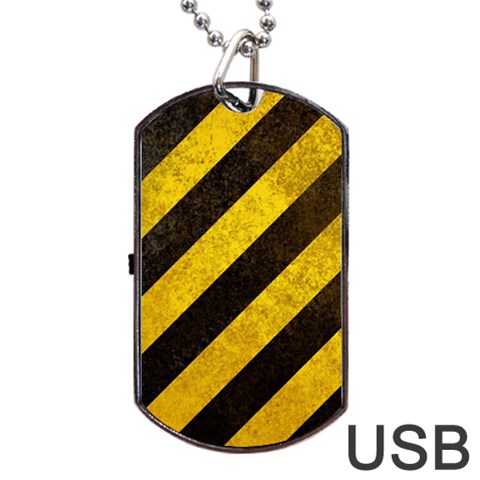 Black And Yellow Caution Dog Tag USB Flash (One Side) from ArtsNow.com Front